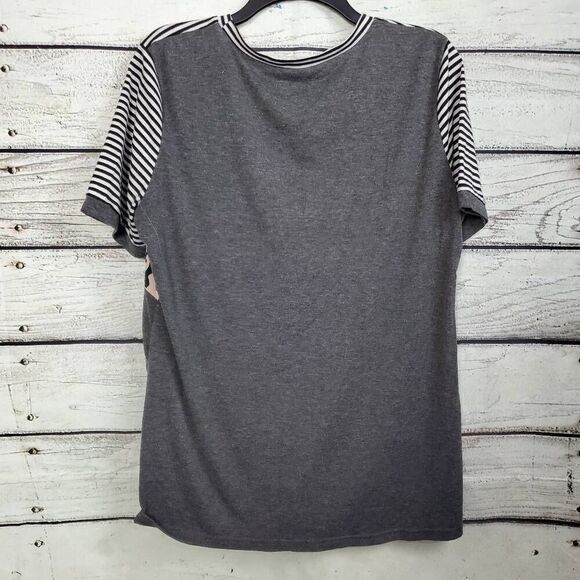 Mixed Media Tie Shirt Size Large Blouse - Picture 4 of 9